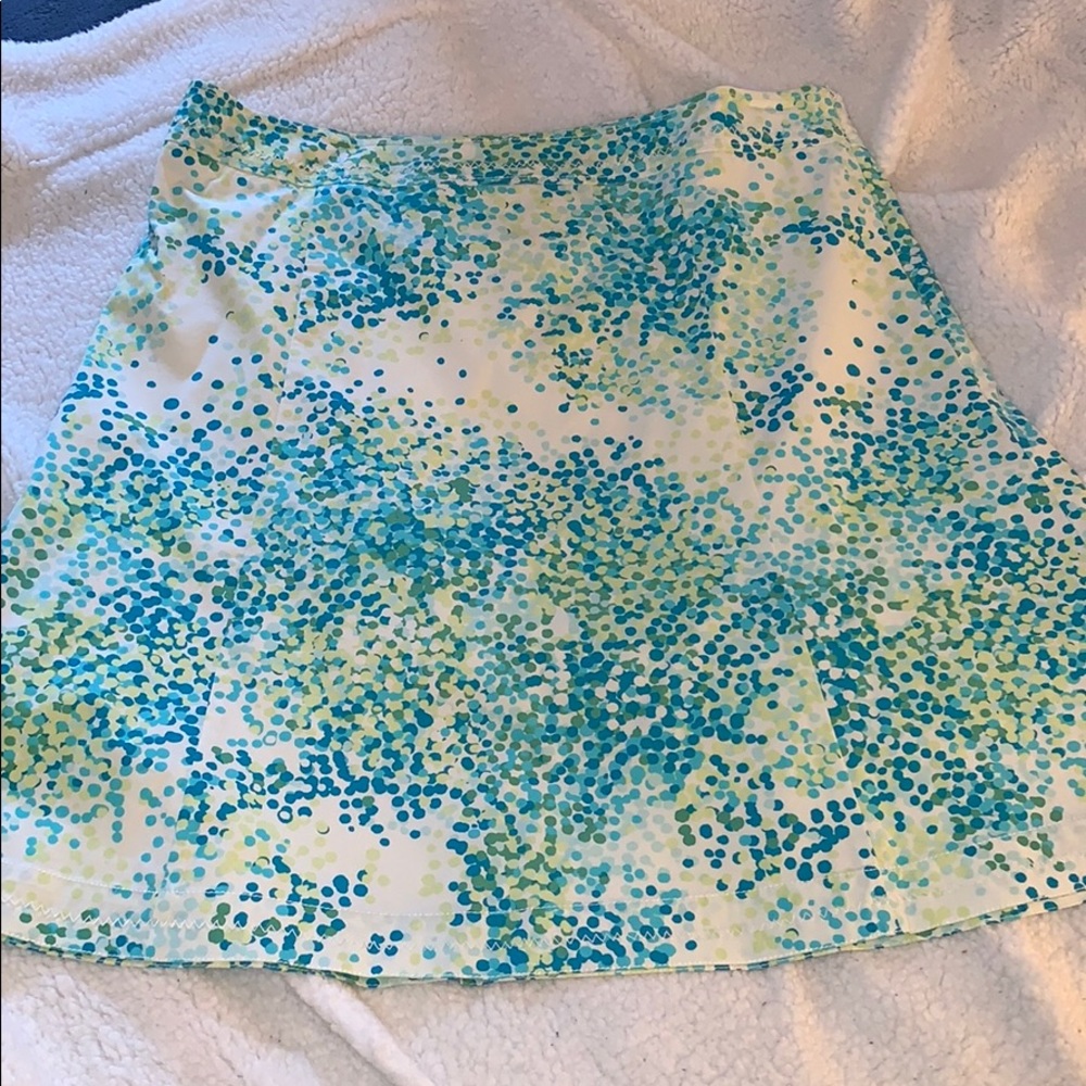 🆕 NWOT Eddie Bauer Skirt White w/Green/Blue Dots